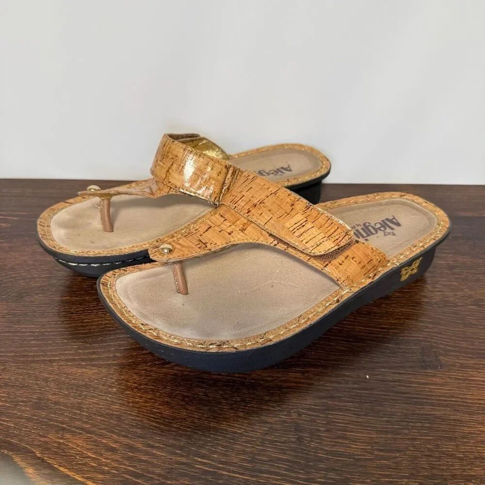 Alegria Carina car-418 women’s leather cork pattern sandal size 38/7.5-8
